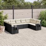 vidaXL 9-delige Loungeset met kussens poly rattan zwart, Verzenden, Nieuw, Rotan, Loungeset