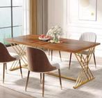 Eettafel 160 cm – Houten Tafel met Goudkleurig Frame, Huis en Inrichting, Tafels | Eettafels, Verzenden, Nieuw