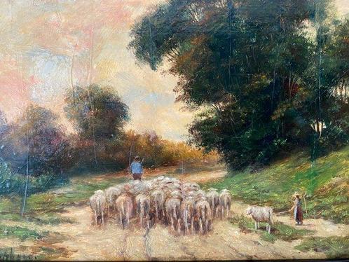 H.A. Willenborg (1856-1943) - Herder met schaapskudde, Antiek en Kunst, Kunst | Schilderijen | Klassiek