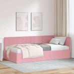 vidaXL Hoekbedframe met hoofdeinde Roze 100 x 200 cm Fluweel, Verzenden, Nieuw, Hout