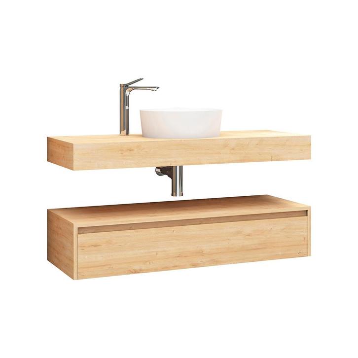 Onderkast BWS Lina met Wastafelblad 120x50cm Licht Eiken, Doe-het-zelf en Verbouw, Sanitair, Bad, Nieuw, Ophalen of Verzenden