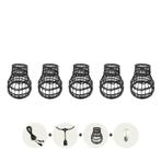 5x Lampenkappen hout voor prikkabel CRETE | landelijk, Ophalen of Verzenden, Nieuw, Zwart, 25 tot 50 cm