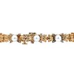 Gouden vintage armband met parel en diamant 14 kt, Ophalen of Verzenden, Nieuw