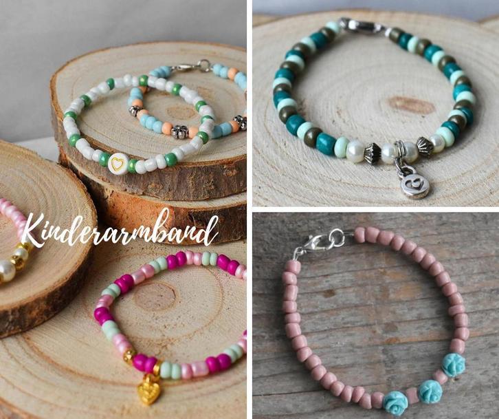 Kinderarmband rocailles kralen verschillende kleuren combis, Sieraden, Tassen en Uiterlijk, Kindersieraden, Armband, Overige kleuren