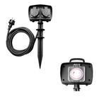 Grondspies met 2x stopcontacten + Timer | 5 meter kabel, Tuin en Terras, Buitenverlichting, Ophalen of Verzenden, Nieuw, Spots