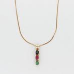 Halsketting - 14 karaat Geel goud - Saffier / Robijn /, Nieuw