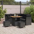 vidaXL Tuin Sofa Set 8 pcs Zwart Poly riet en gepoedercoat, Verzenden, Nieuw, Rotan