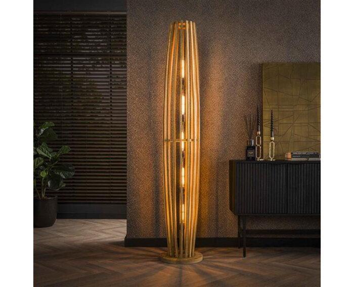 Vloerlamp 5L orbit XL - Massief mango naturel, Huis en Inrichting, Lampen | Vloerlampen, Nieuw, Ophalen of Verzenden
