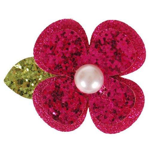Haarclip bloem fuchsia met glitters - 7 cm NIEUW, Sieraden, Tassen en Uiterlijk, Kindersieraden, Nieuw, Ophalen of Verzenden