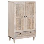 vidaXL Highboard met lade Wit 60 x 33 x 100 cm massief, Huis en Inrichting, Kasten | Overige, Verzenden, Nieuw