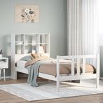 vidaXL Bed met boekenkast zonder matras grenenhout wit, 90 cm, Eenpersoons, Verzenden, Wit