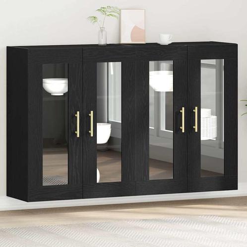 vidaXL Wandkast 2 pcs Zwart eiken 69.5 x 34 x 90 cm Bewerkt, Huis en Inrichting, Kasten | Buffetkasten, Nieuw, Minder dan 50 cm
