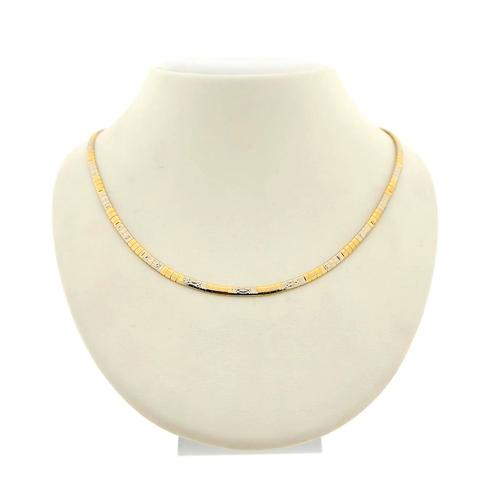 Bicolor gouden omega collier | 43 cm (slangenketting), Sieraden, Tassen en Uiterlijk, Kettingen, Overige kleuren, Gebruikt, Goud