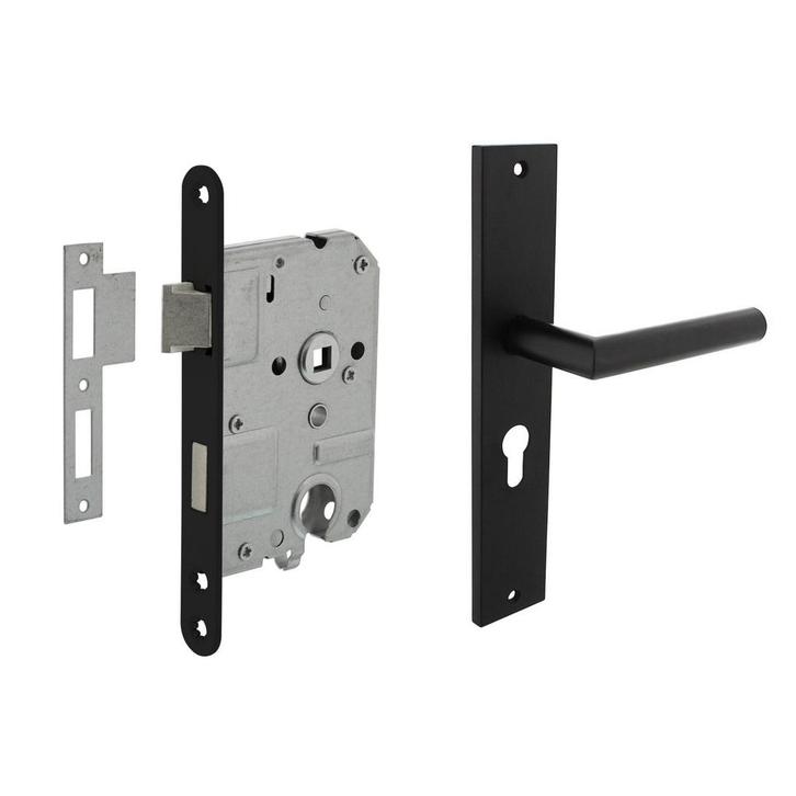 Deurbeslag set Ferro met cilindergat en slot, Doe-het-zelf en Verbouw, Hang- en Sluitwerk, Klink of Kruk, Nieuw, IJzer, Ophalen of Verzenden