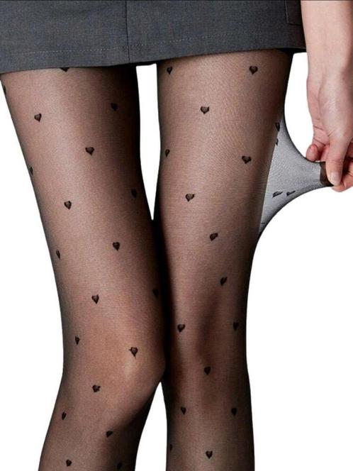 Zomerse Panty met Hartjes, Kleding | Dames, Leggings, Maillots en Panty's, Panty, Zwart, Maat 40/42 (M), Nieuw, Verzenden