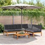 vidaXL 4-delige Loungeset pallet met kussens massief, Verzenden, Nieuw, Hardhout, Loungeset