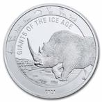 Ghana Giants of the Ice Age 1 oz 2021 Woolly Rhino, Postzegels en Munten, Munten | Afrika, Zilver, Losse munt, Overige landen