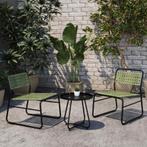 Bistroset Brienza tuintafel met 2 tuinstoelen zwart en groen, Tuin en Terras, Verzenden, Nieuw