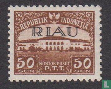 Indonesië - Riau - Postzegels van Indonesie met opdruk RI.., Postzegels en Munten, Postzegels | Azië, Postfris, Verzenden
