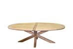 Ellips dining tuintafel 240x120xH76 cm met kruispoot teak, Tuin en Terras, Tuintafels, Ophalen of Verzenden, Nieuw