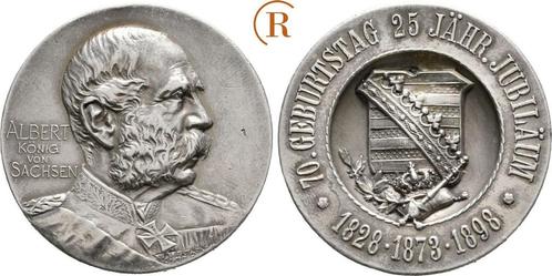 Zilver medaille von Lauer 1898 Sachsen: Albert, 1873-1902:, Postzegels en Munten, Penningen en Medailles, Verzenden