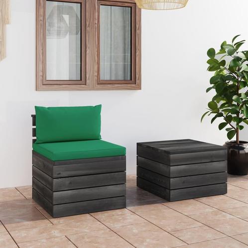 vidaXL 2-delige Loungeset met kussens pallet massief, Tuin en Terras, Tuinsets en Loungesets, Loungeset, Nieuw, 2 zitplaatsen