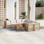 vidaXL 9-delige Loungeset met kussens poly rattan beige, Verzenden, Nieuw, Rotan, Loungeset