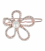 Haarspeld Clip Bloem Strass Parel Goud, Nieuw