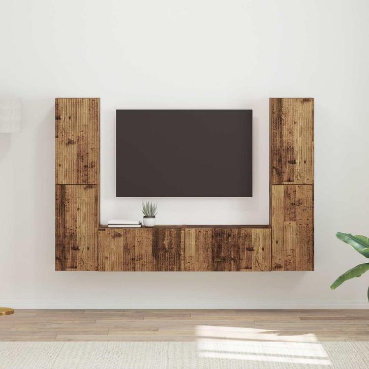 vidaXL Tv-meubelset 6 pcs Oud Hout Bewerkt hout, Huis en Inrichting, Kasten | Televisiemeubels, Nieuw, Minder dan 50 cm, Overige houtsoorten