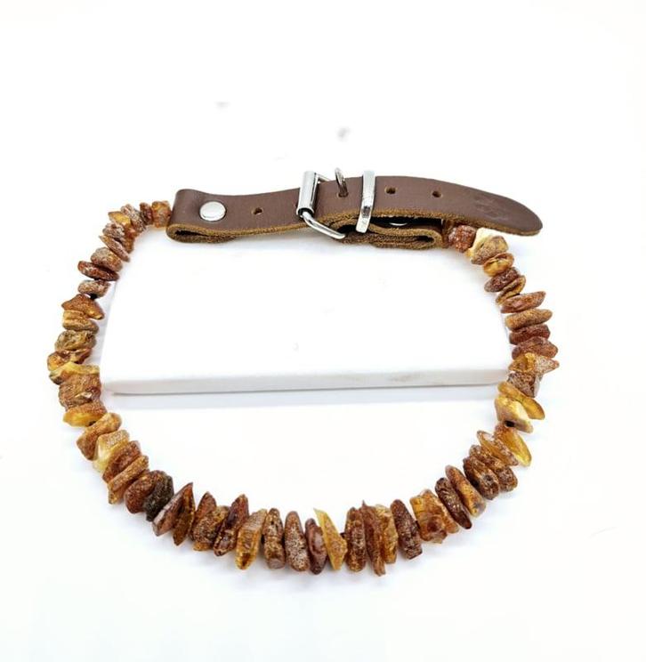 Barnsteen honden halsband 30-35cm (M), Verzamelen, Mineralen en Fossielen, Ophalen of Verzenden