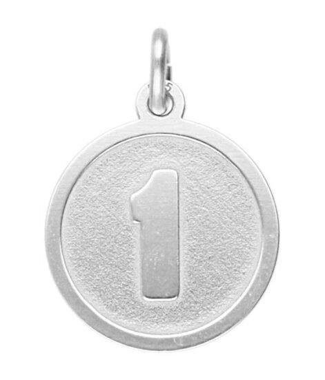 Zilveren cijfer 1 rond mat-glans kettinghanger, Sieraden, Tassen en Uiterlijk, Kettinghangers, Verzenden
