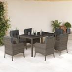 vidaXL 7-delige Tuinset met kussens poly rattan grijs, Tuin en Terras, Tuinsets en Loungesets, 6 zitplaatsen, Nieuw, Tuinset, Verzenden