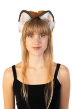 Haarband Furry Oortjes Zwart Bruin Wit Kat Poes Vos Diadeem, Ophalen of Verzenden, Nieuw, Carnaval, Accessoires