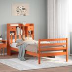 vidaXL Bed met boekenkast zonder matras grenenhout wasbruin, Verzenden, Nieuw, Bruin, Hout