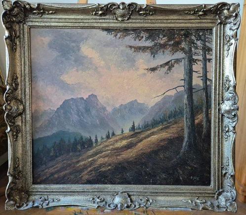 G. Riedl (XX) - Landschaft mit Bergen, Antiek en Kunst, Kunst | Schilderijen | Klassiek