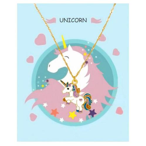 Fako Bijoux® - Ketting Op Kaart - Eenhoorn Regenboog -, Sieraden, Tassen en Uiterlijk, Kettingen, Verzenden