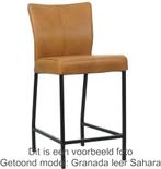 Zwarte leren moderne barkruk - poot vierkant zwart - Granada, Overige kleuren, Nieuw, Leer, Ophalen of Verzenden