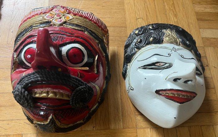 Twee maskers - Java Topeng - Indonesië (Zonder Minimumprijs), Antiek en Kunst, Kunst | Niet-Westerse kunst
