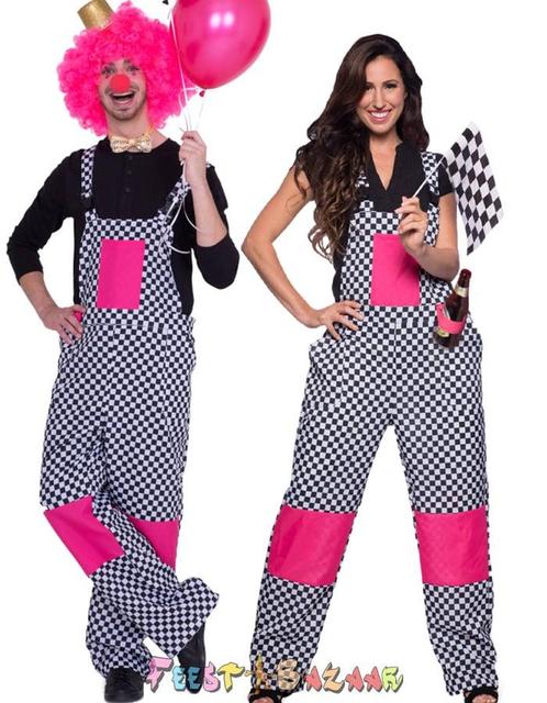 Tuinbroek Geblokt zwart/wit Unisex, Kleding | Dames, Carnavalskleding en Feestkleding, Nieuw, Ophalen of Verzenden