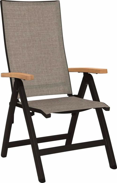 Stern New Top klapstoel Aluminium - Zwart mat/linnen grijs, Tuin en Terras, Tuinstoelen, Ophalen of Verzenden