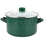 Emalia Retro Green klassieke geëmailleerde kookpan met, Huis en Inrichting, Keuken | Potten en Pannen, Ophalen of Verzenden, Nieuw