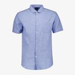 Unsigned linnen heren overhemd korte mouw blauw maat L, Nieuw, Verzenden