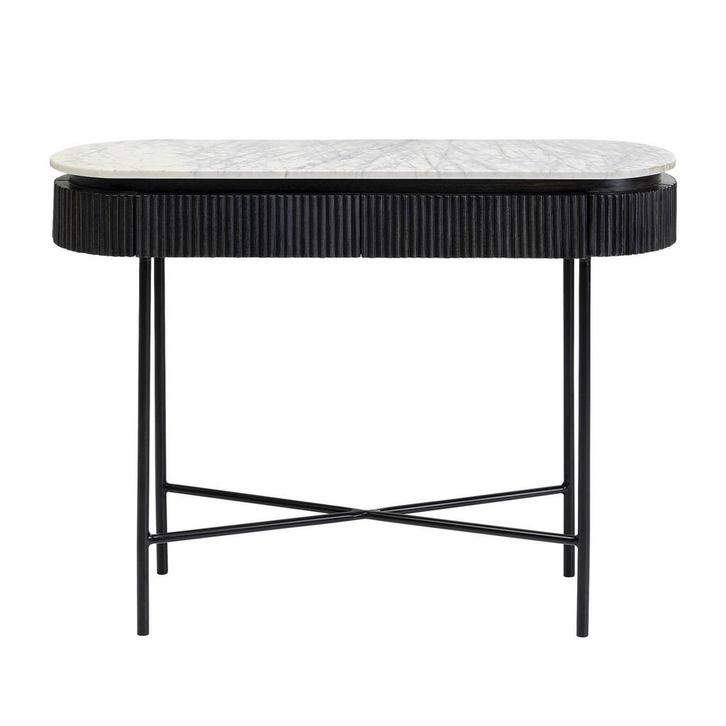 *WOONWINKEL* Kare Design Glenn Ovale Sidetable Zwart Met Wit, Huis en Inrichting, Tafels | Sidetables, Nieuw, Verzenden
