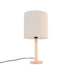 Landelijke tafellamp hout met lichtbruine kap - Mels, Huis en Inrichting, Nieuw, Overige materialen, Landelijk, Minder dan 50 cm