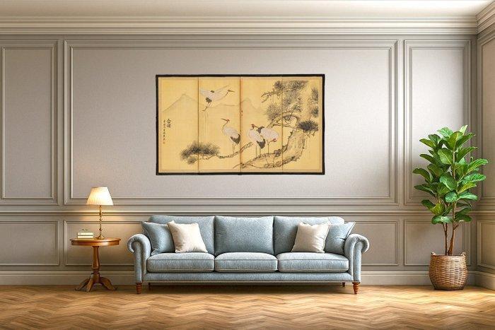 Vouwscherm - Zijde, Gelakt hout, Metaal - China - 1981, Antiek en Kunst, Antiek | Overige Antiek