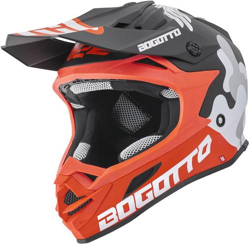Bogotto V328 Camo Fiberglass Zwart Wit Oranje Crosshelm, Motoren, Kleding | Motorhelmen, Offroadhelm, Heren, XS, Nieuw met kaartje