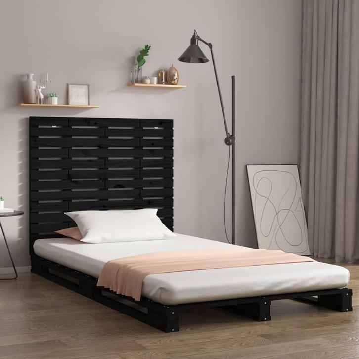 vidaXL Hoofdbord wandmontage 81x3x91,5 cm massief grenenhout, Huis en Inrichting, Slaapkamer | Bedden, Zwart, Nieuw, Hout, Verzenden