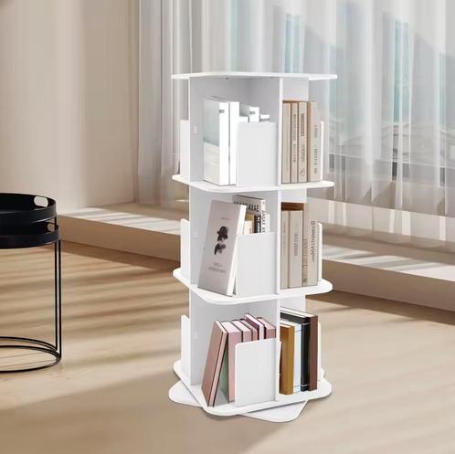 3-Laagse Draaibare Boekenkast – Wit en Zwart Roterende kast, Huis en Inrichting, Kasten | Boekenkasten, 25 tot 50 cm, Nieuw, 50 tot 100 cm