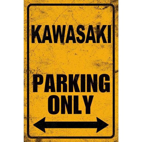 Kawasaki Parking only Parkeerbord Wandbord Tekstbord Bord, Verzamelen, Automerken, Motoren en Formule 1, Motoren, Nieuw, Ophalen of Verzenden