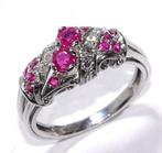Ring - 18 karaat Witgoud - 0.88ct. tw. Robijn - Diamant -, Nieuw